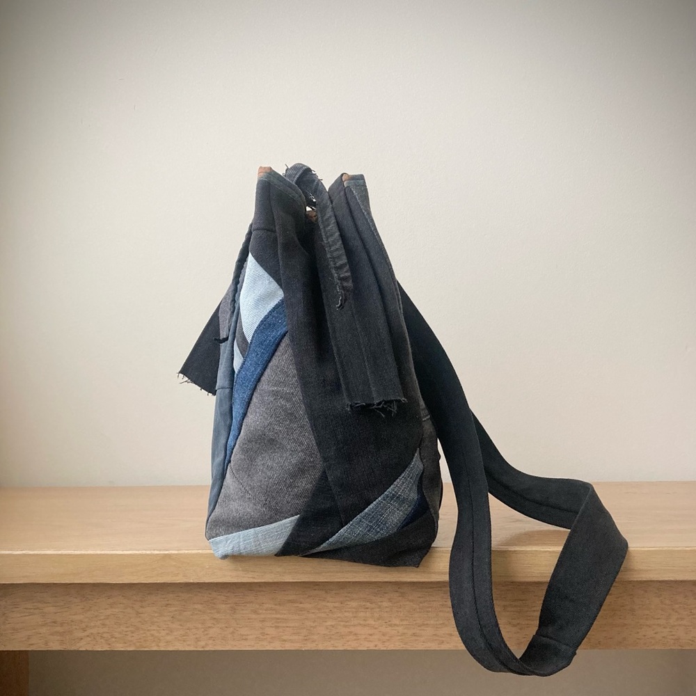 joodito origami japanese boro crossbody patchwork denim jean slouchy handbag bag - Picture 9 of 15
